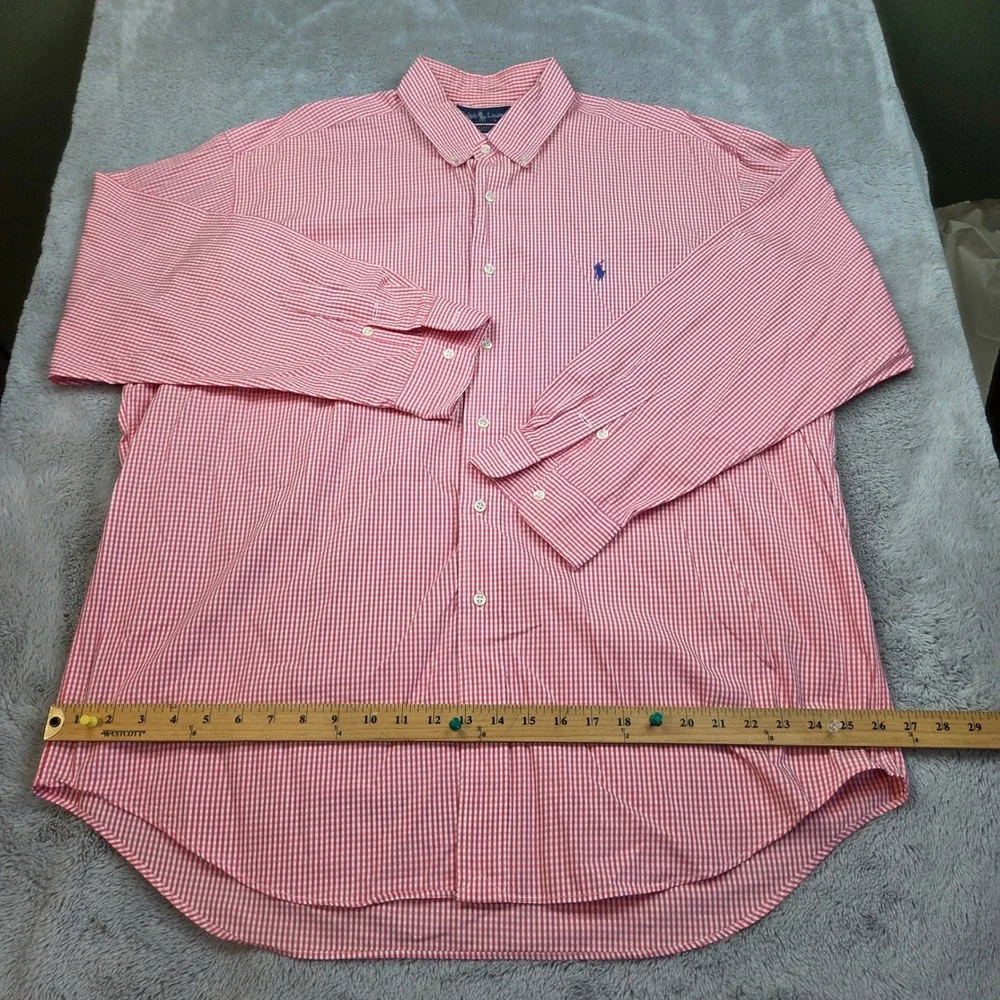 Polo Ralph Lauren Button Down Mens XL Blake Gingham Plaid Long Sleeve Red White